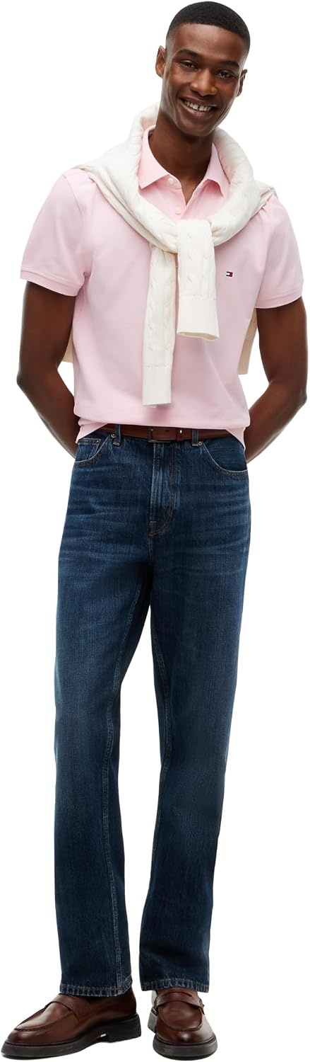 image:imageTommy Hilfiger Mens Short Sleeve Polo Shirts in Slim Fit with Stretch and Organic Pique CottonDuchess Pink