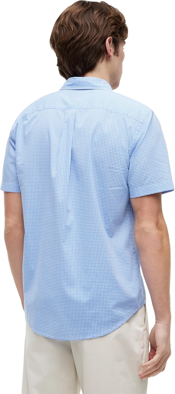 image:imageTommy Hilfiger Mens Short Sleeve Poplin Shirts in Regular Fit Mens Button Down ShirtsBlue Spell Check