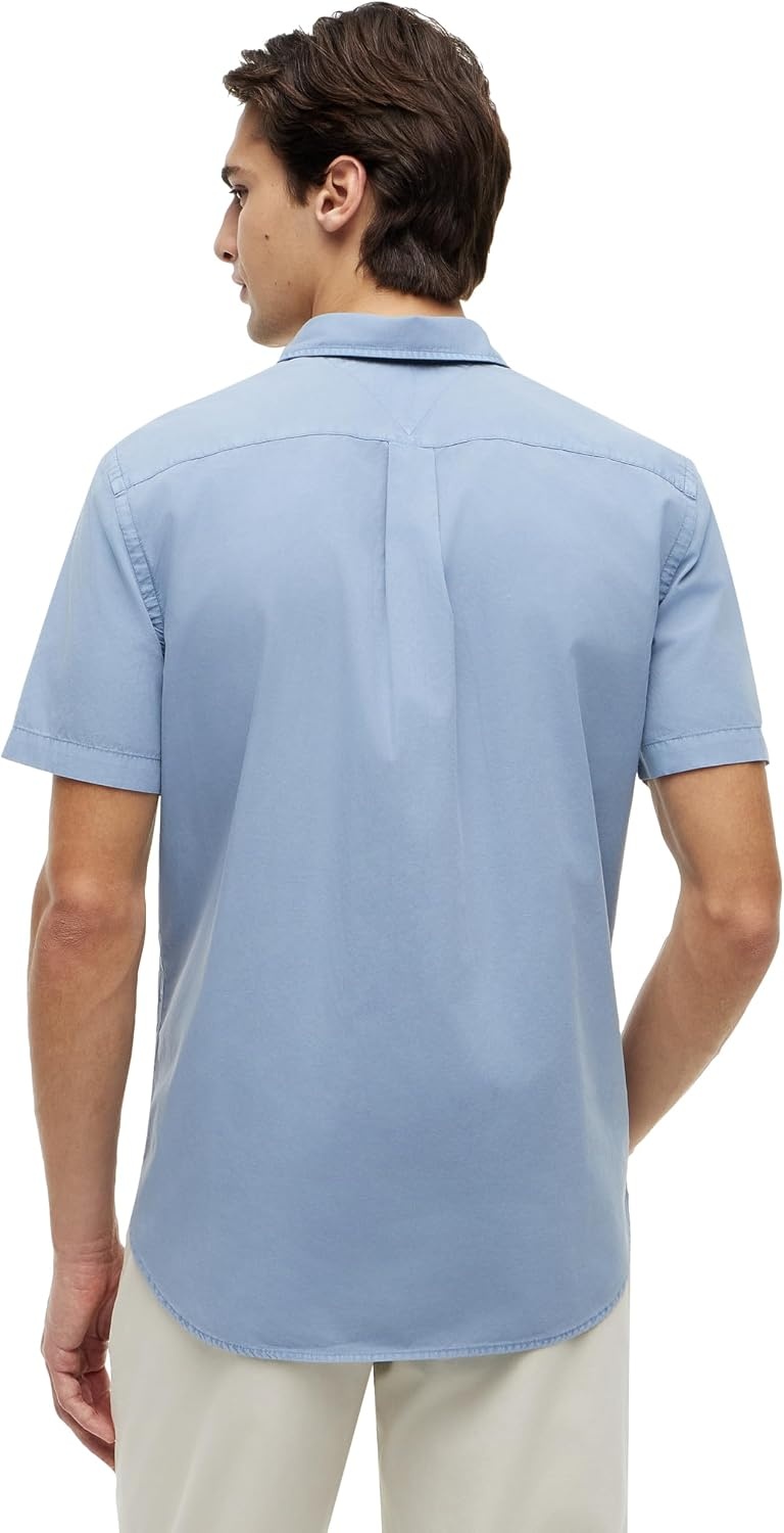 image:imageTommy Hilfiger Mens Short Sleeve Poplin Shirts in Regular Fit Mens Button Down ShirtsBrisk Blue