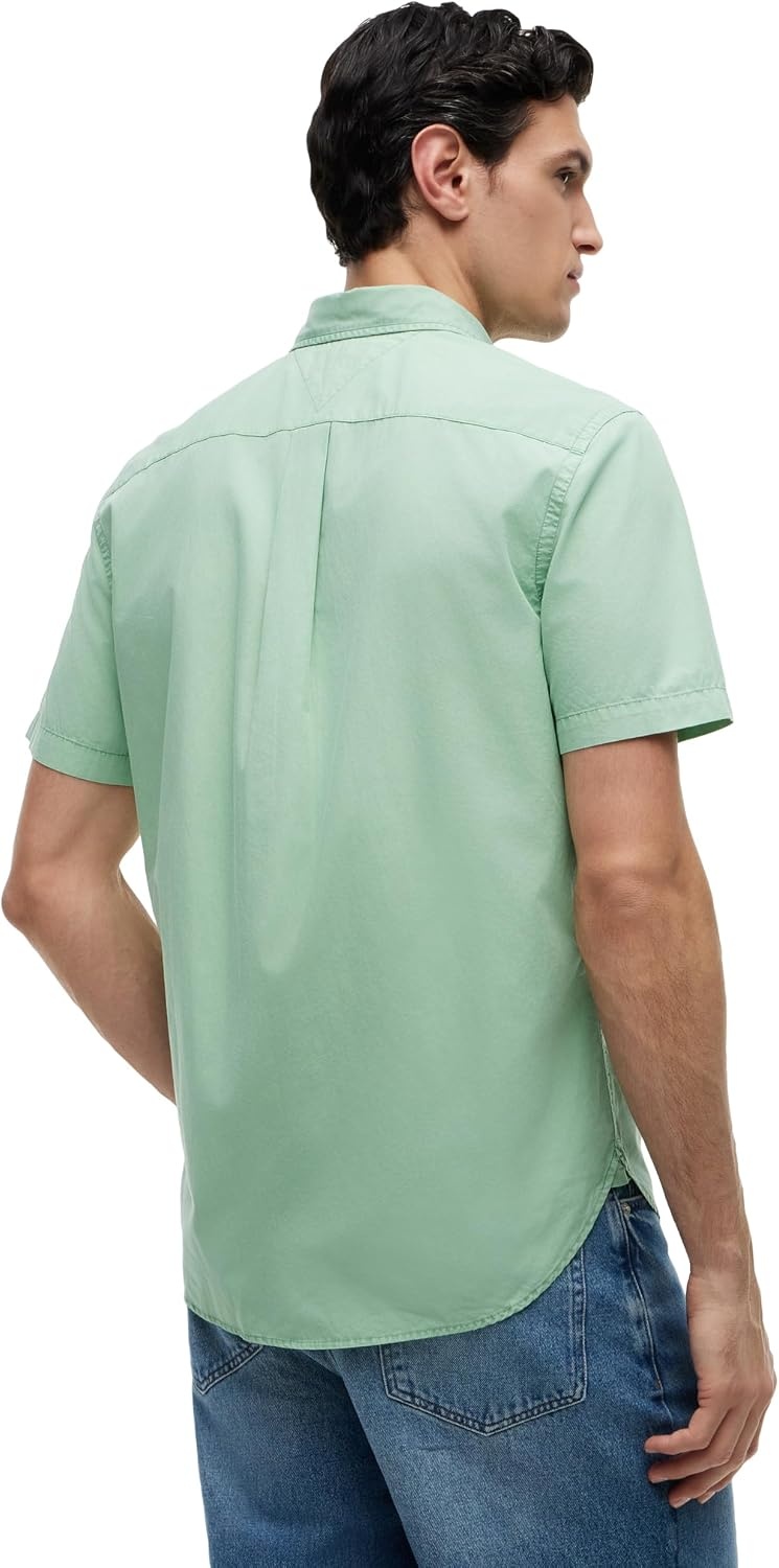 image:imageTommy Hilfiger Mens Short Sleeve Poplin Shirts in Regular Fit Mens Button Down ShirtsCut Grass
