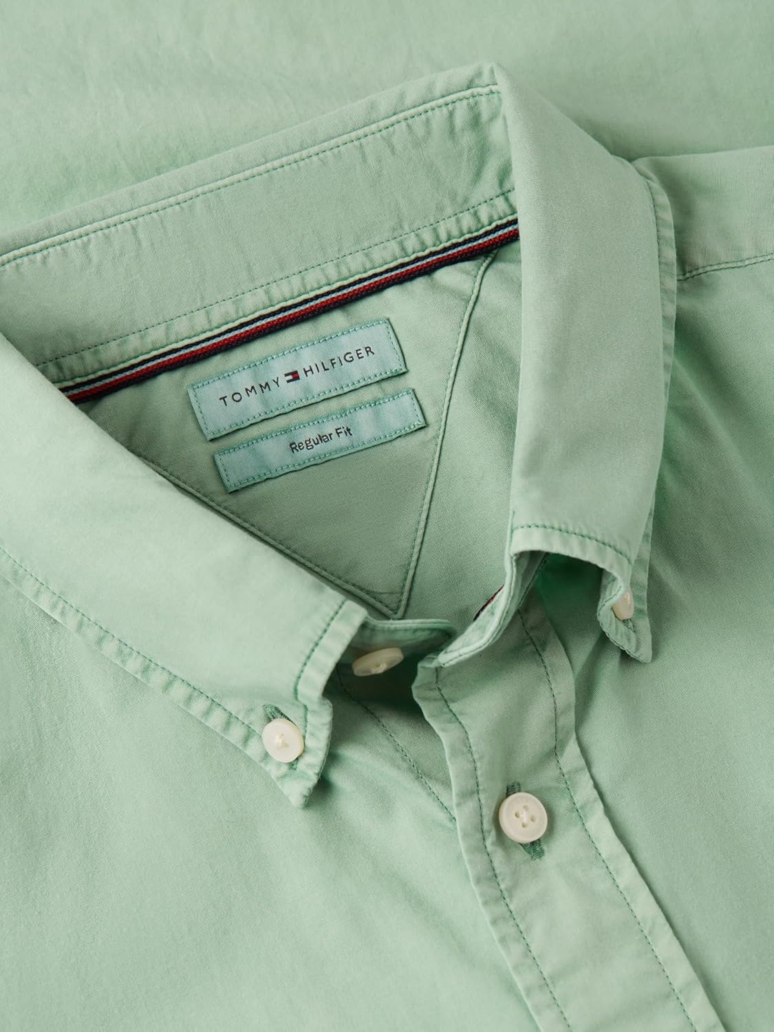 image:imageTommy Hilfiger Mens Short Sleeve Poplin Shirts in Regular Fit Mens Button Down ShirtsCut Grass