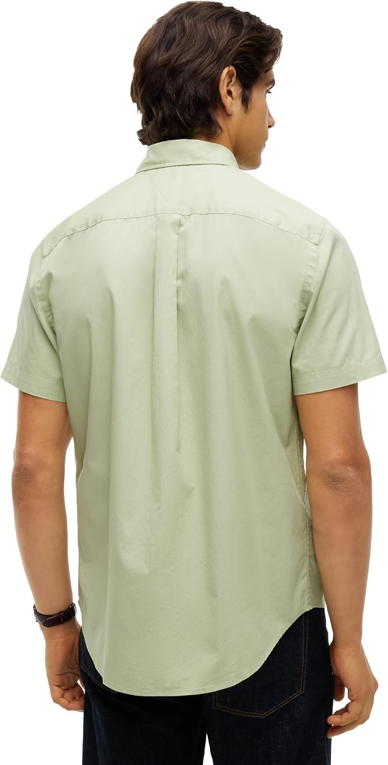 image:imageTommy Hilfiger Mens Short Sleeve Poplin Shirts in Regular Fit Mens Button Down ShirtsEarth Sage