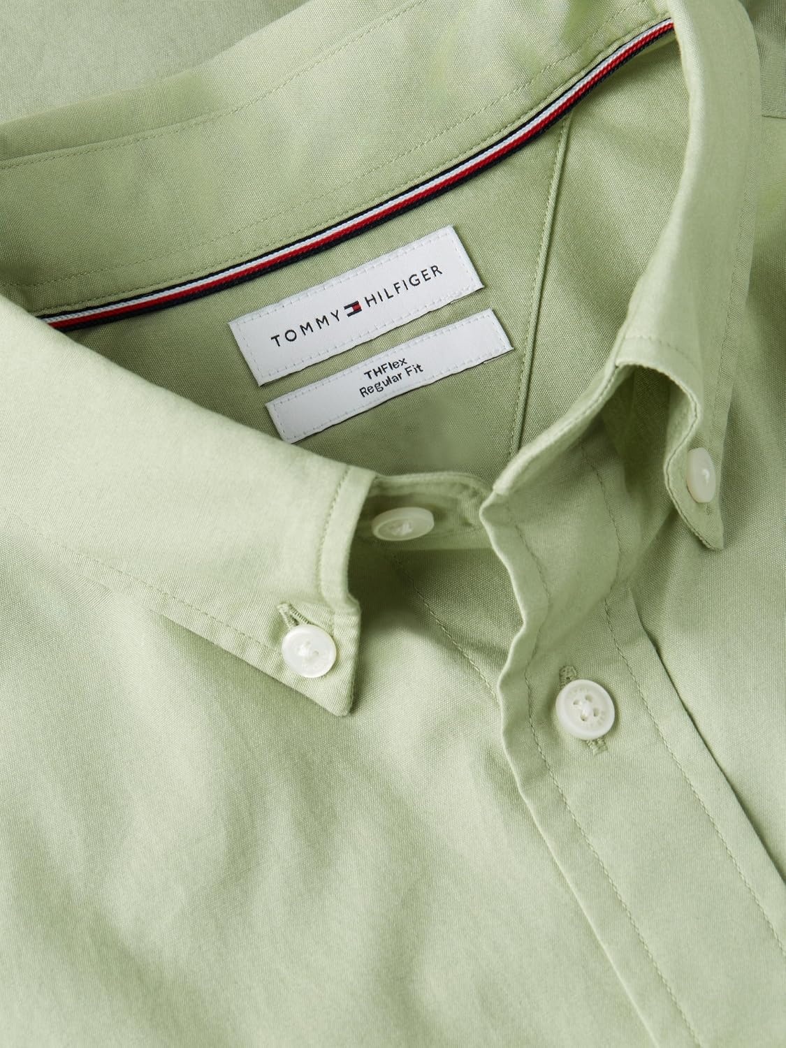 image:imageTommy Hilfiger Mens Short Sleeve Poplin Shirts in Regular Fit Mens Button Down ShirtsEarth Sage