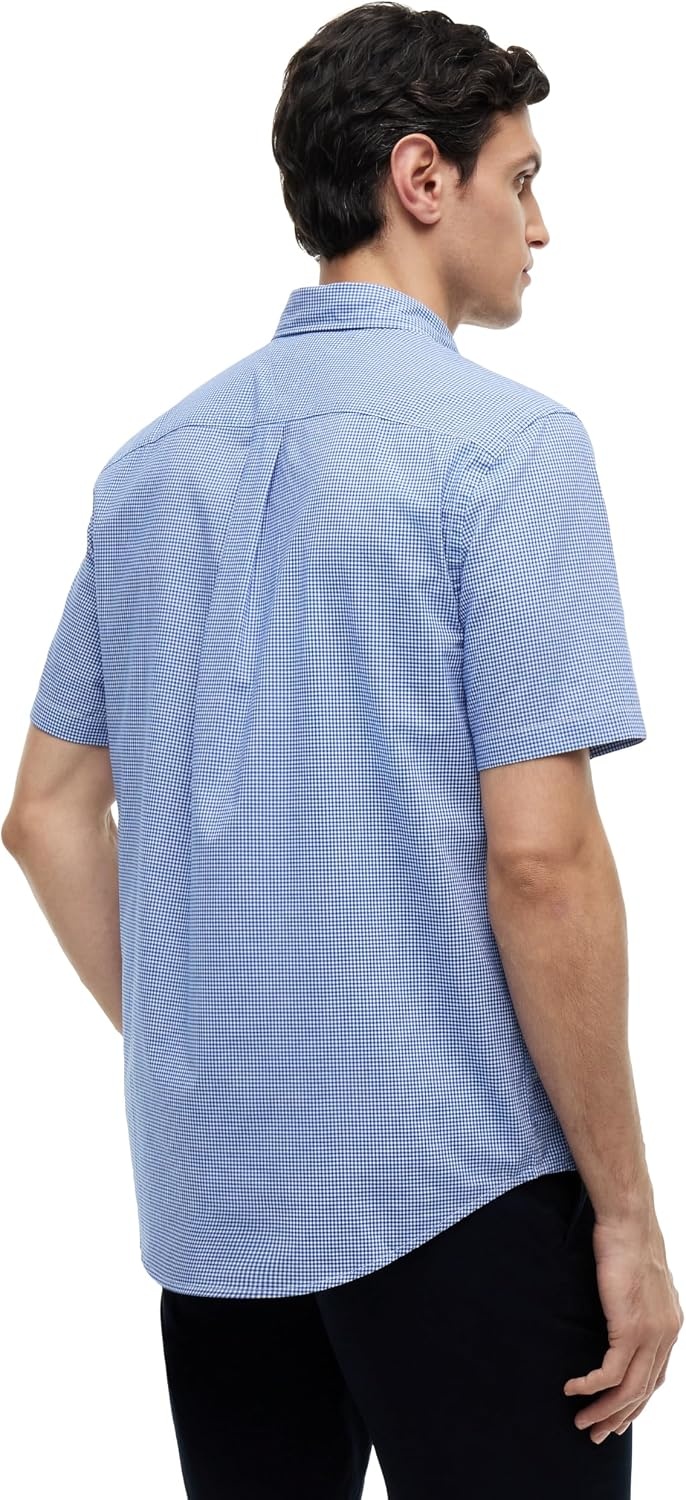 image:imageTommy Hilfiger Mens Short Sleeve Poplin Shirts in Regular Fit Mens Button Down ShirtsRegal Blue Check