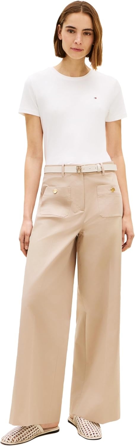 image:imageTommy Hilfiger Womens Basic Short Sleeve Cotton CrewNeck TShirtEcru