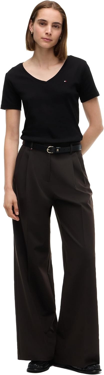 image:imageTommy Hilfiger Womens Basic Short Sleeve Cotton VNeck TShirtBlack