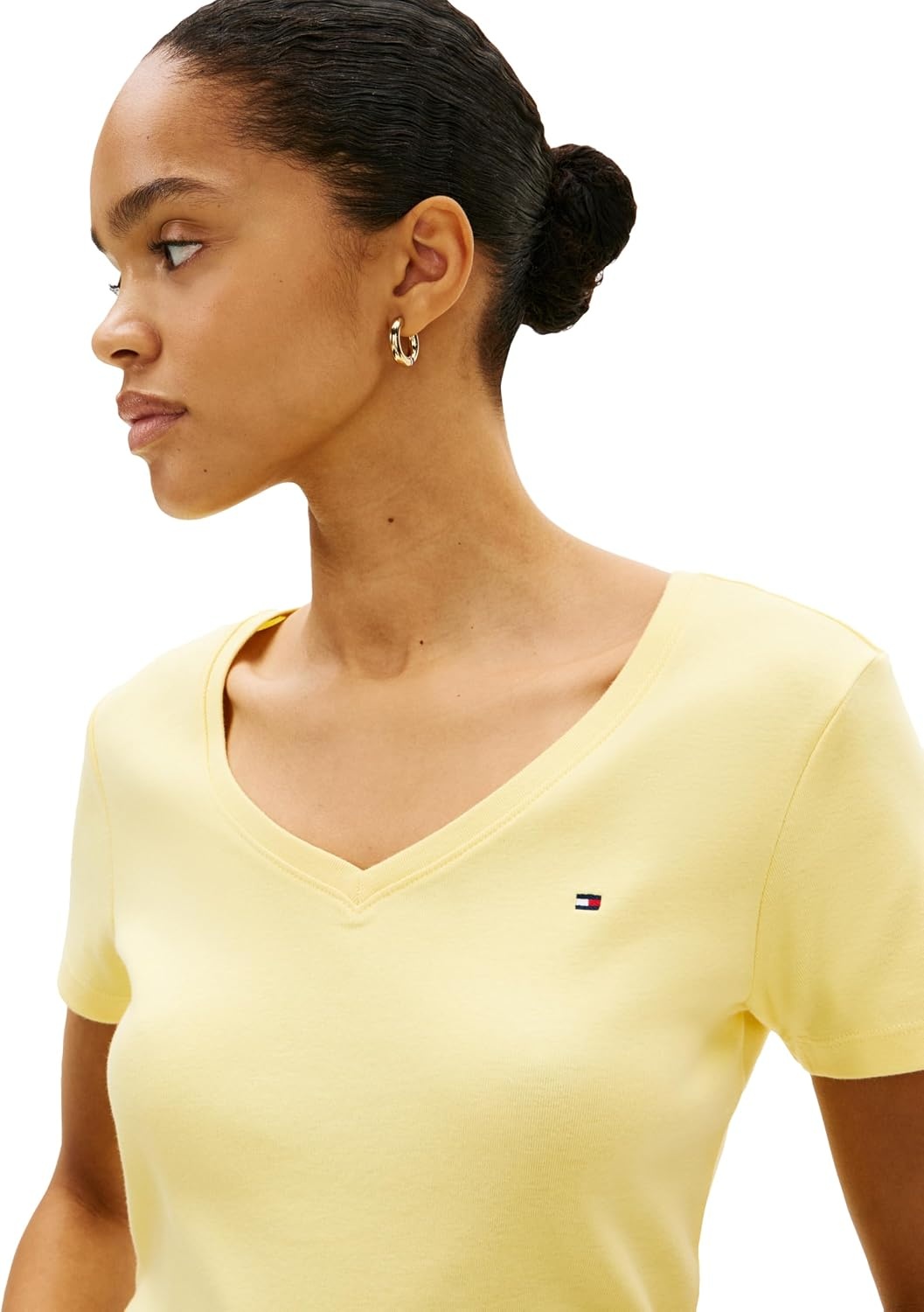 image:imageTommy Hilfiger Womens Basic Short Sleeve Cotton VNeck TShirtCitronella