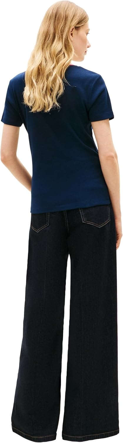 image:imageTommy Hilfiger Womens Basic Short Sleeve Cotton VNeck TShirtDark Night NavyRwb