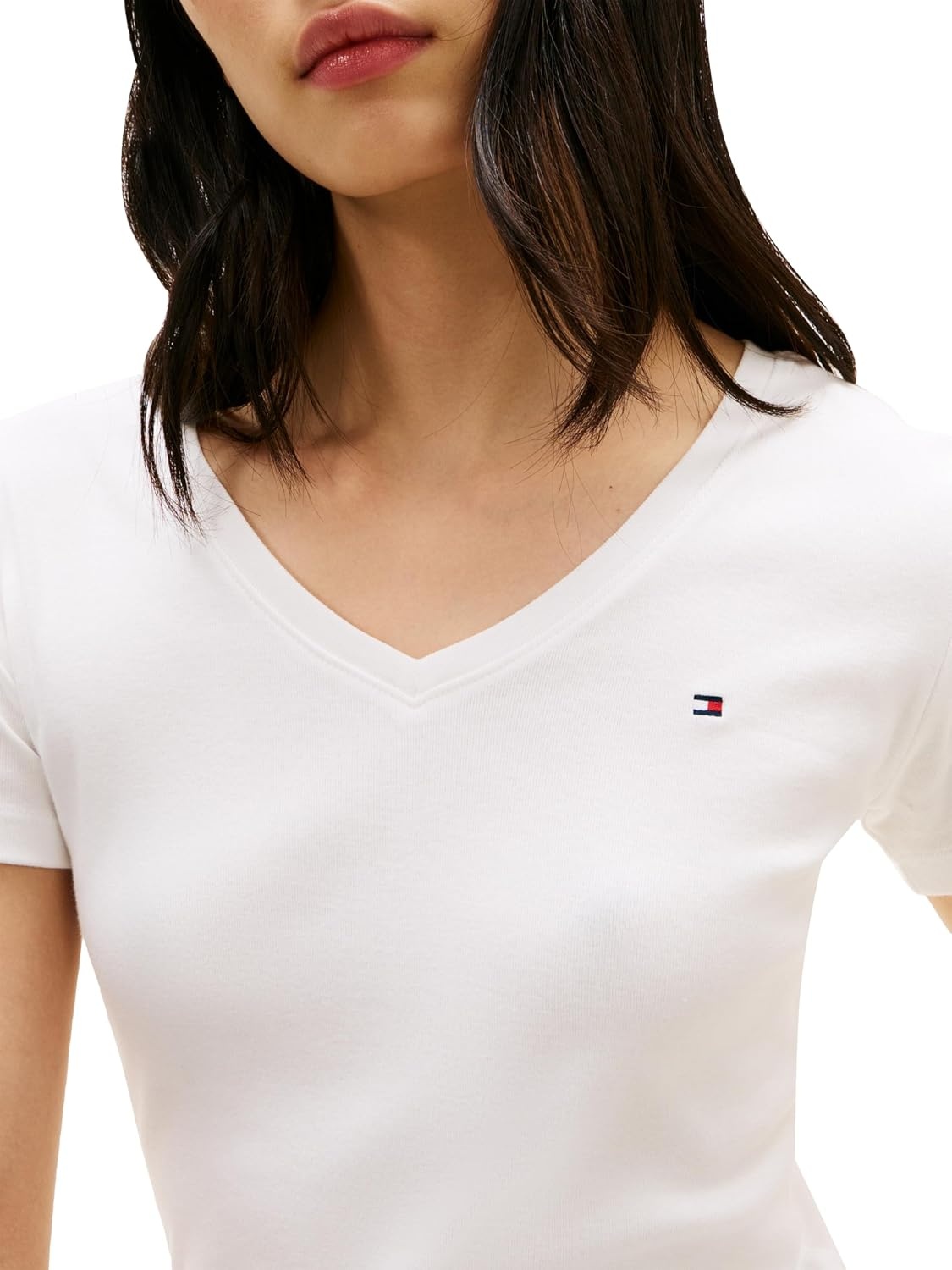 image:imageTommy Hilfiger Womens Basic Short Sleeve Cotton VNeck TShirtEcru