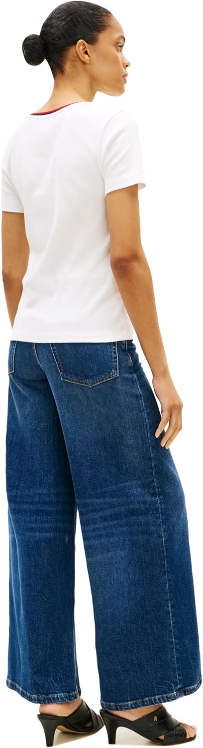 image:imageTommy Hilfiger Womens Basic Short Sleeve Cotton VNeck TShirtEcruRwb