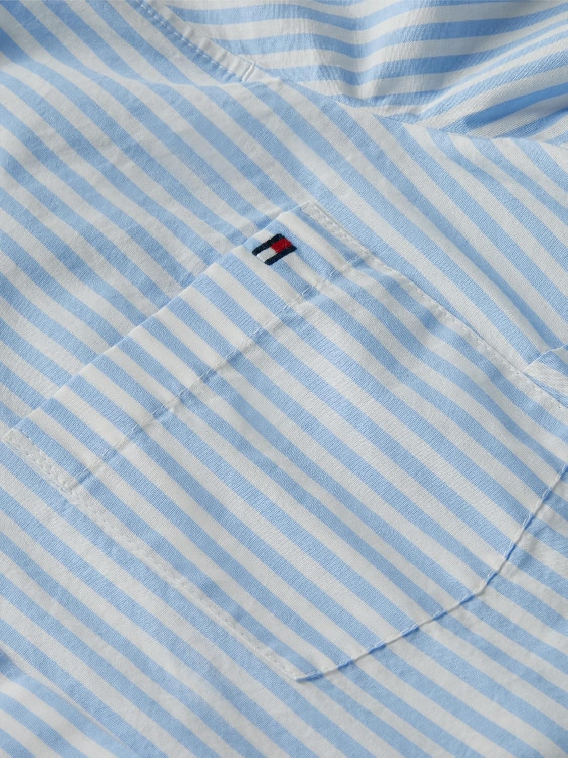 image:imageTommy Hilfiger Womens Cotton Poplin Long Sleeve Button Down Shirt in Regular Fit with Roll Up SleeveBanker Stripe WhiteVessel Blue
