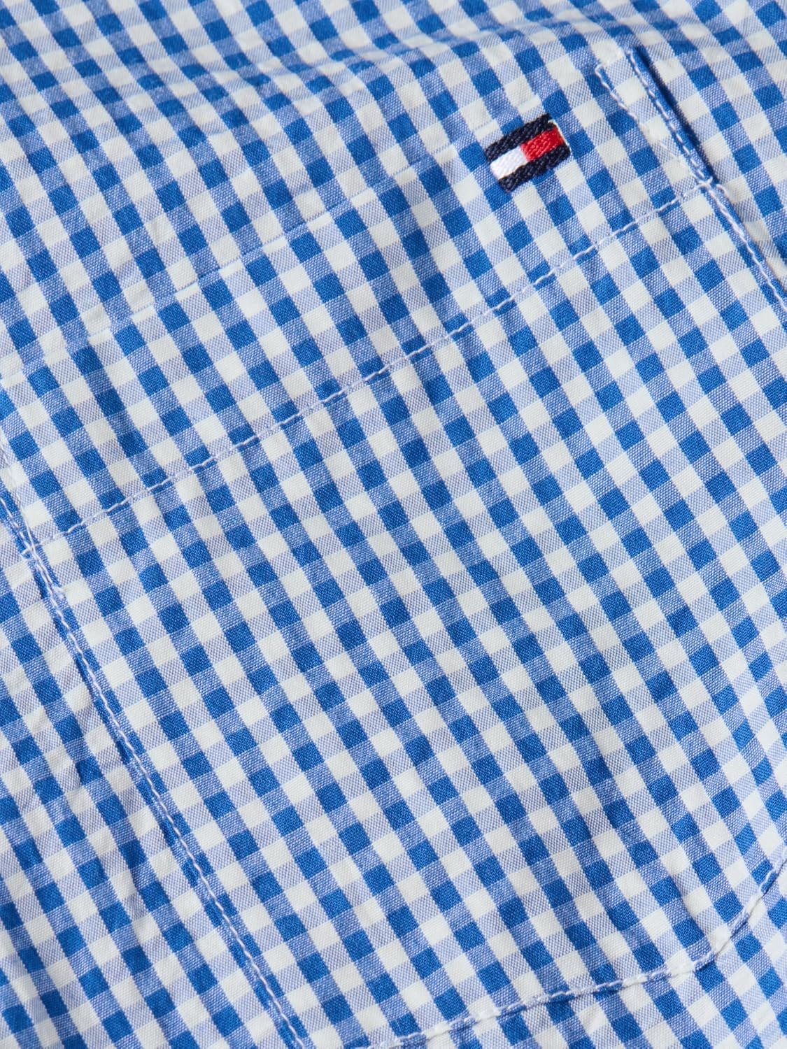 image:imageTommy Hilfiger Womens Cotton Poplin Long Sleeve Button Down Shirt in Regular Fit with Roll Up SleeveBlue Orbit Ecru Gingham