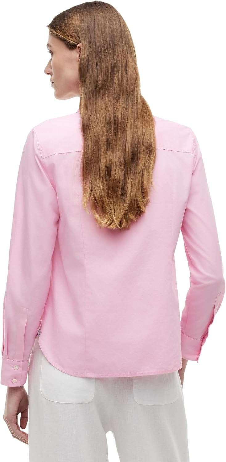 image:imageTommy Hilfiger Womens Cotton Poplin Long Sleeve Button Down Shirt in Regular Fit with Roll Up SleeveClassic Pink