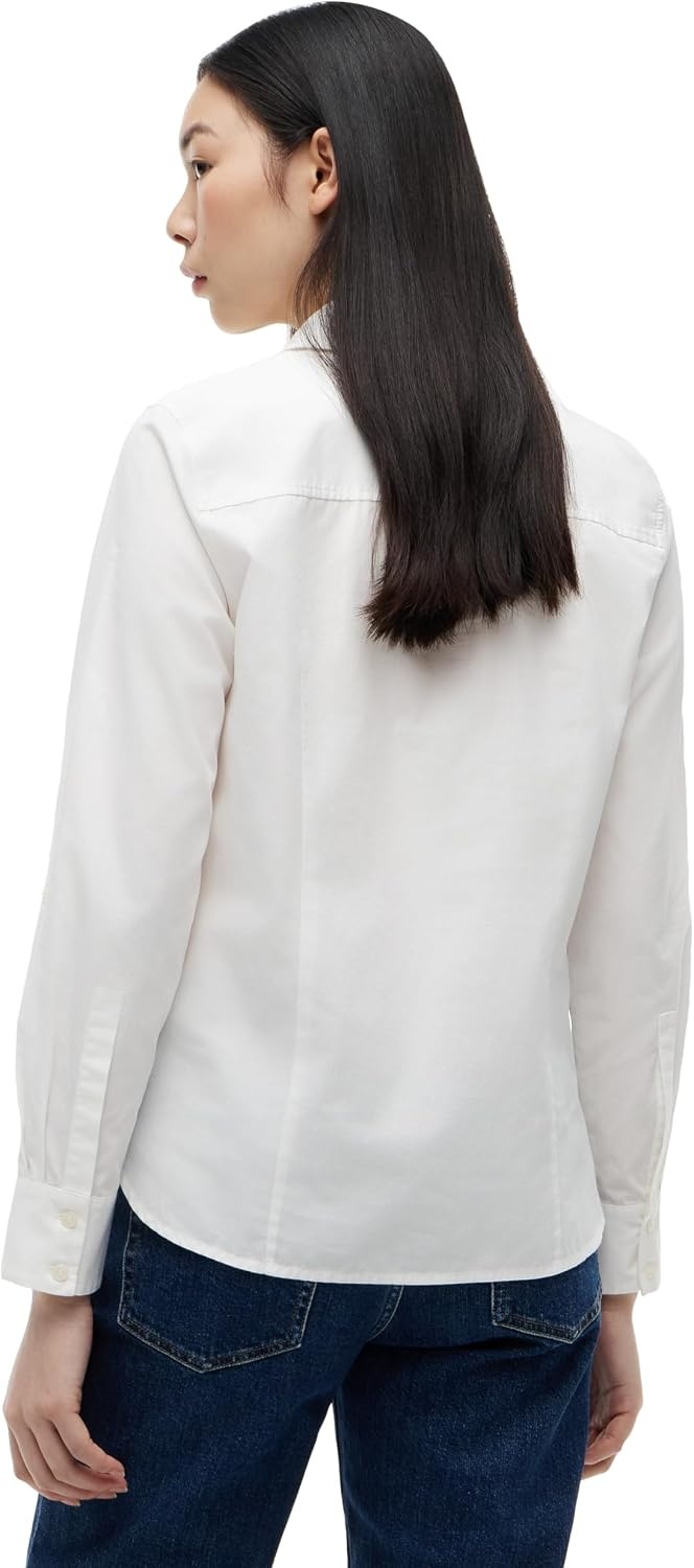 image:imageTommy Hilfiger Womens Cotton Poplin Long Sleeve Button Down Shirt in Regular Fit with Roll Up SleeveEcru