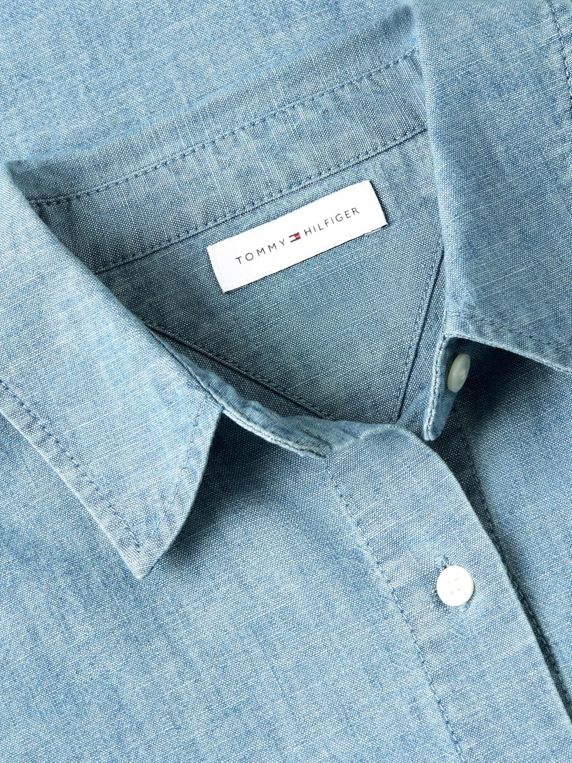 image:imageTommy Hilfiger Womens Cotton Poplin Long Sleeve Button Down Shirt in Regular Fit with Roll Up SleeveMid Blue