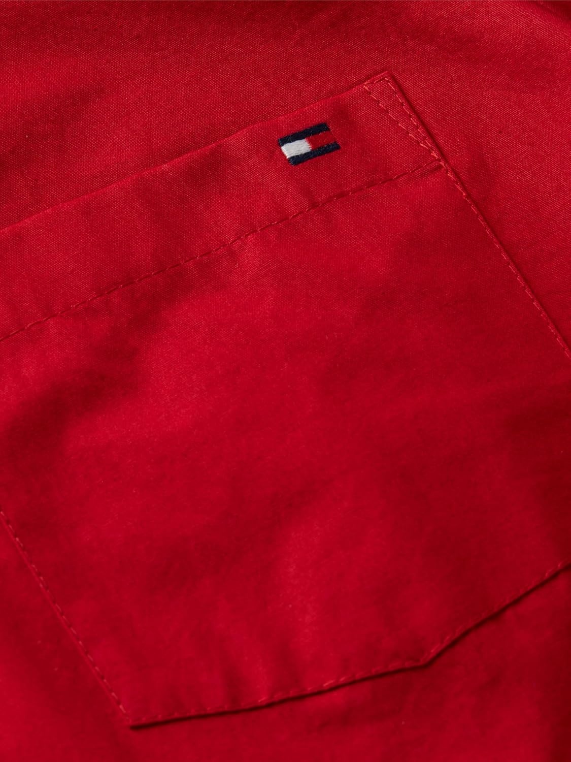 image:imageTommy Hilfiger Womens Cotton Poplin Long Sleeve Button Down Shirt in Regular Fit with Roll Up SleevePrimary Red
