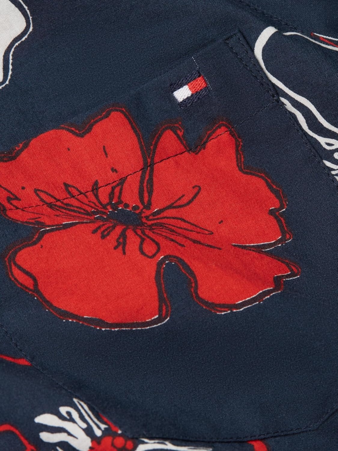 image:imageTommy Hilfiger Womens Cotton Poplin Long Sleeve Button Down Shirt in Regular Fit with Roll Up SleeveSolid Poppy Dark Night Navy