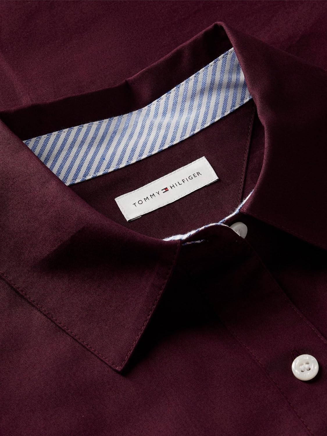 image:imageTommy Hilfiger Womens Cotton Poplin Puff Sleeve Button Down Shirt in Regular FitDeep Burgundy