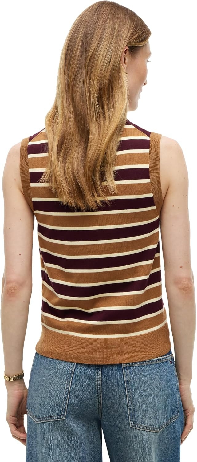 image:imageTommy Hilfiger Womens Lightweight Sleeveless Crewneck Sweater PulloverDeep Burgundy Dark Khaki