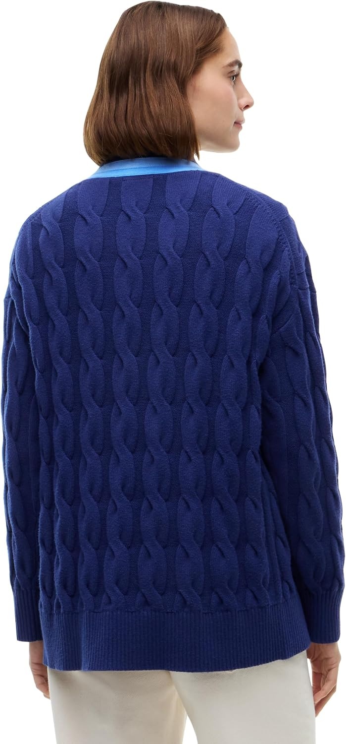 image:imageTommy Hilfiger Womens Long Sleeve Cotton Cable Cardigan SweaterBlue Ink