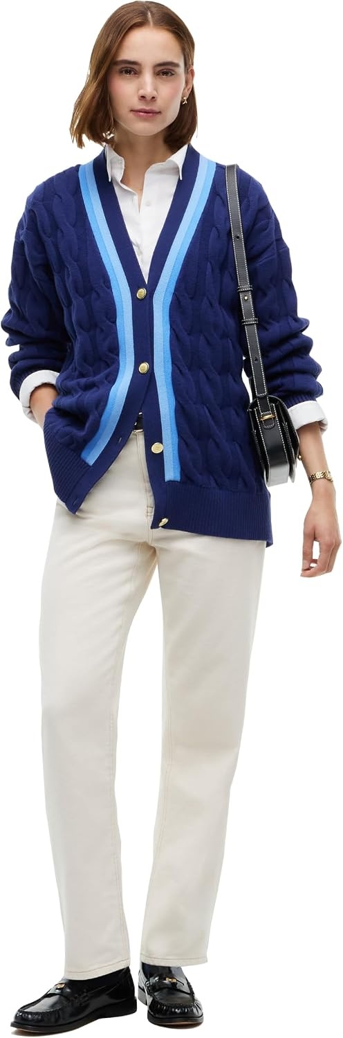 image:imageTommy Hilfiger Womens Long Sleeve Cotton Cable Cardigan SweaterBlue Ink