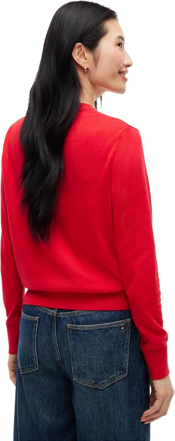 image:imageTommy Hilfiger Womens Long Sleeve Cotton Crewneck Graphic Sweater PulloverRed Fairisle Dog