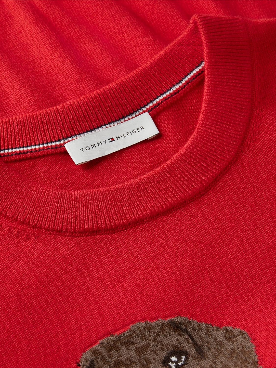 image:imageTommy Hilfiger Womens Long Sleeve Cotton Crewneck Graphic Sweater PulloverRed Fairisle Dog