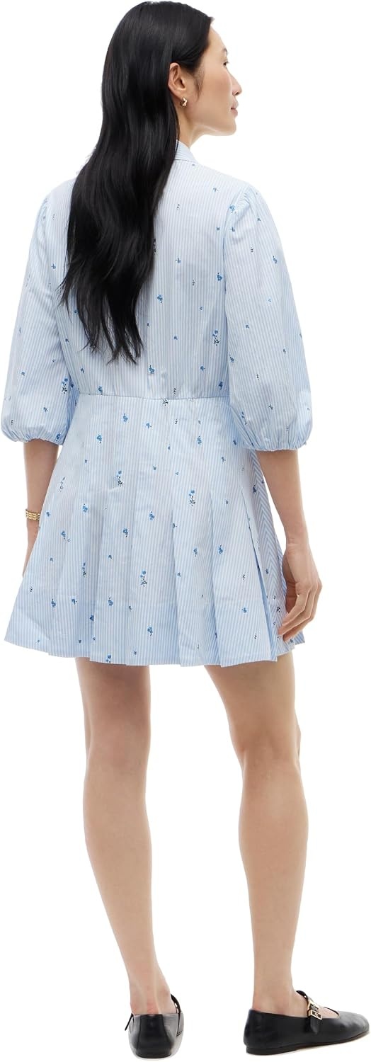 image:imageTommy Hilfiger Womens Long Sleeve Cotton Puff Sleeve DressDitsy Floral Ithaca Copenhagen Blue