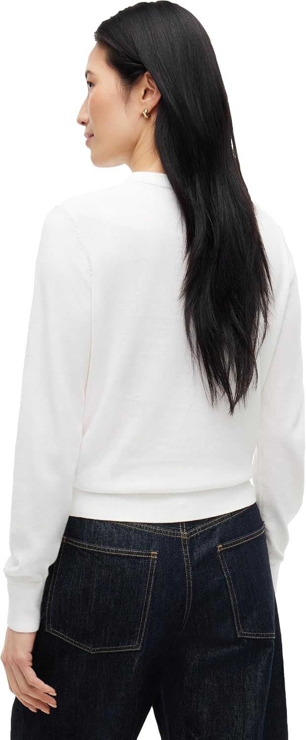 image:imageTommy Hilfiger Womens Long Sleeve Cotton VNeck Graphic Sweater PulloverEcru Falling Bear
