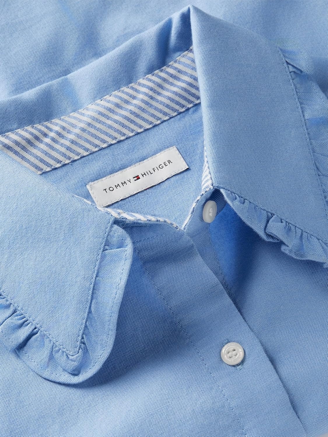 image:imageTommy Hilfiger Womens Long Sleeve Cropped Cotton Oxford Shirts with StretchCloudy Blue