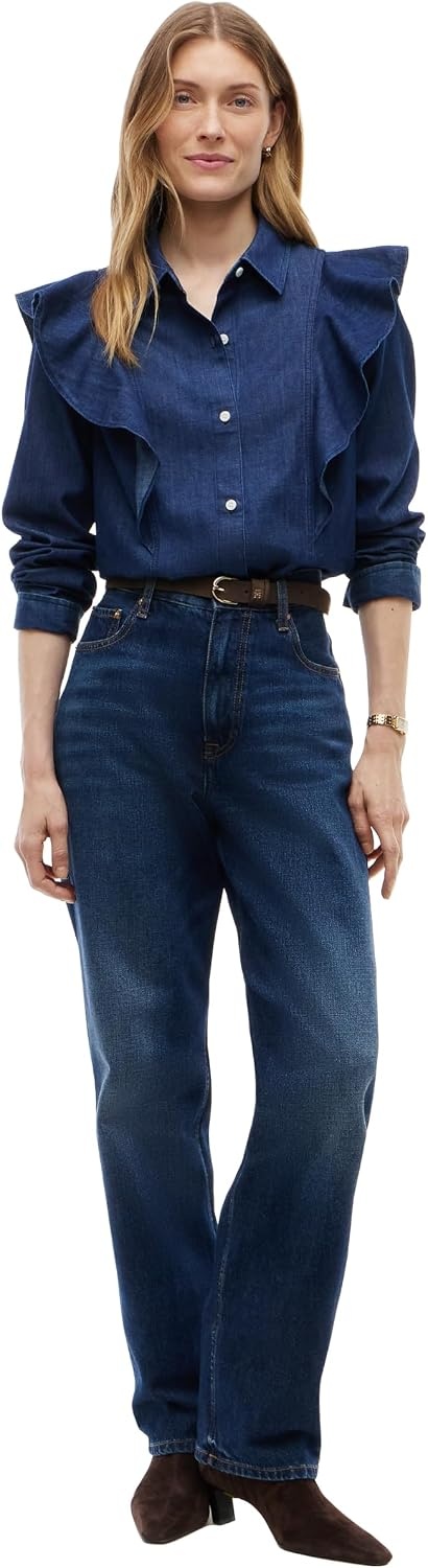 image:imageTommy Hilfiger Womens Long Sleeve Denim Button Down Shirt in Relaxed FitRinse