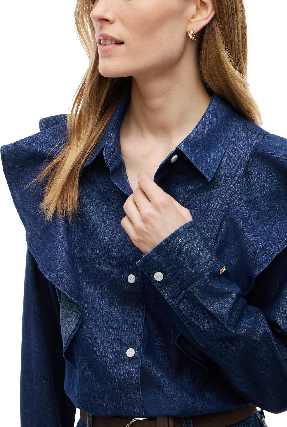 image:imageTommy Hilfiger Womens Long Sleeve Denim Button Down Shirt in Relaxed FitRinse