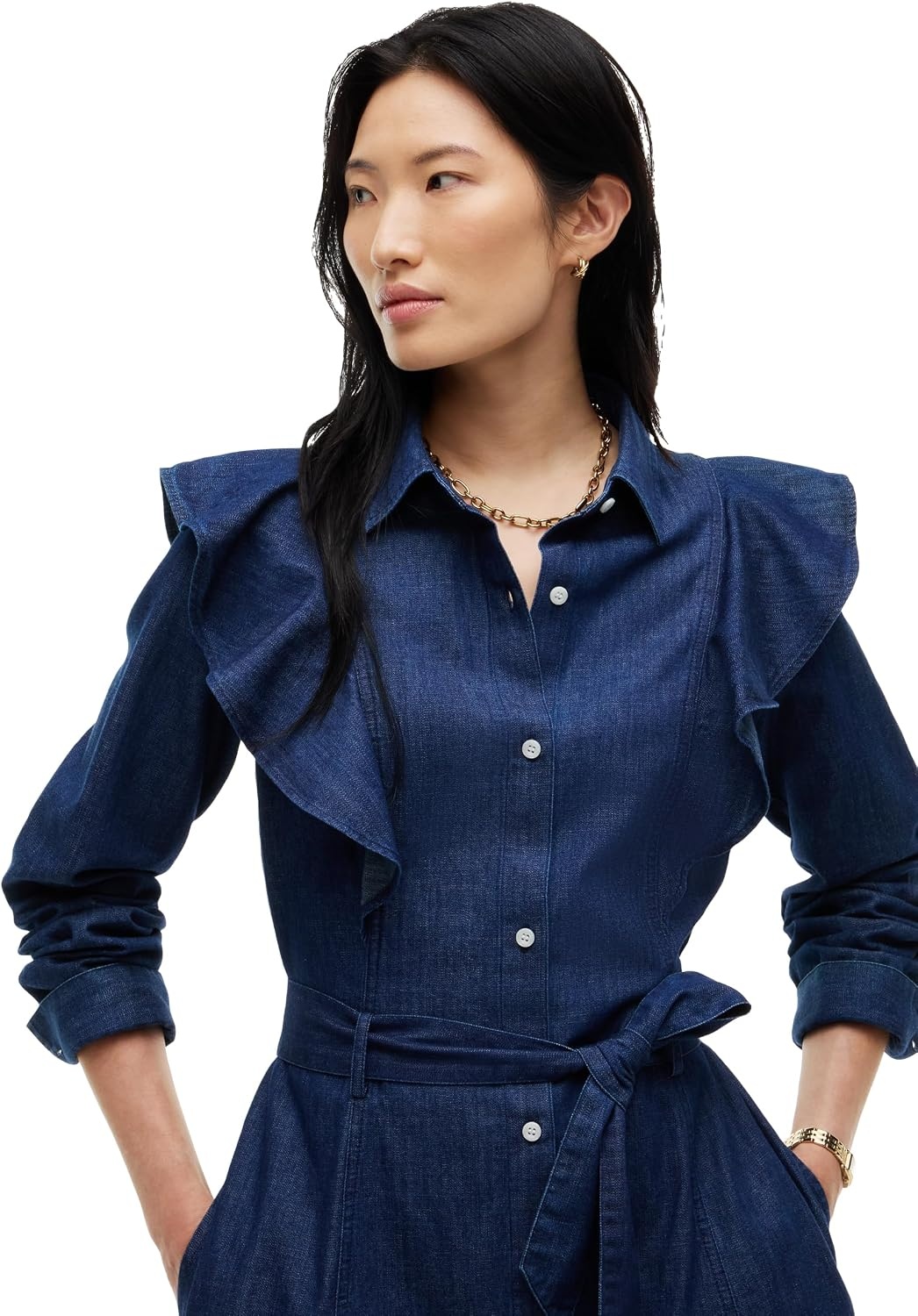 image:imageTommy Hilfiger Womens Long Sleeve Denim Shirt Dress Work Business Casual DressRinse