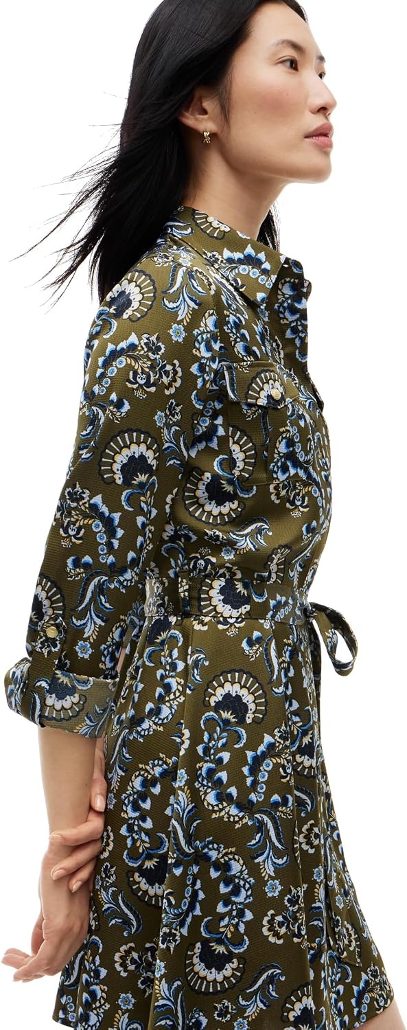 image:imageTommy Hilfiger Womens Long Sleeve Shirt Dress with Belt Work Business Casual DressExpressive Floral Multi