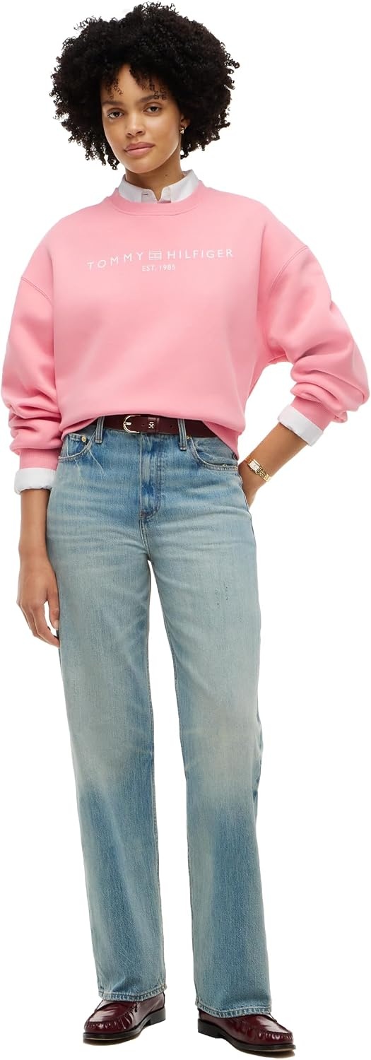 image:imageTommy Hilfiger Womens Medium Weight Crew Neck Sweatshirt Pullover With LogoCarnation Pink
