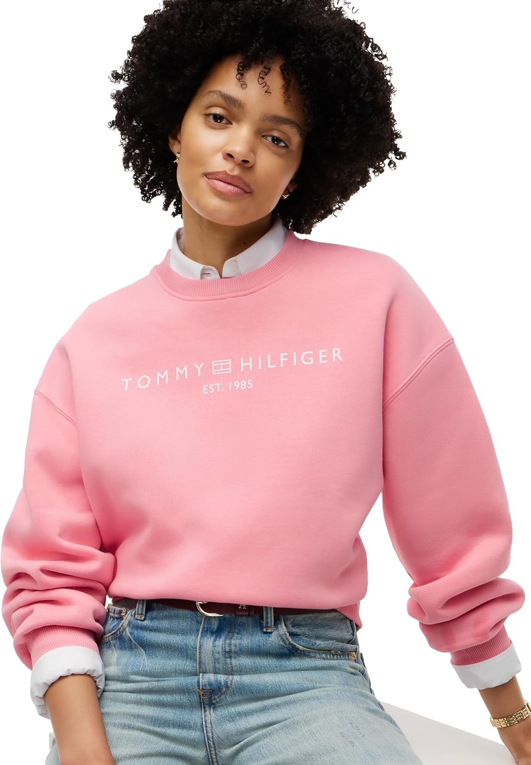 image:imageTommy Hilfiger Womens Medium Weight Crew Neck Sweatshirt Pullover With LogoCarnation Pink