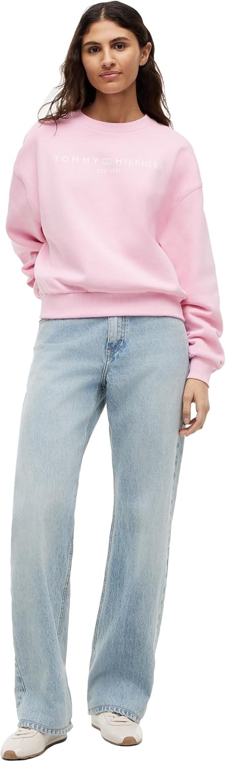 image:imageTommy Hilfiger Womens Medium Weight Crew Neck Sweatshirt Pullover With LogoClassic Pink