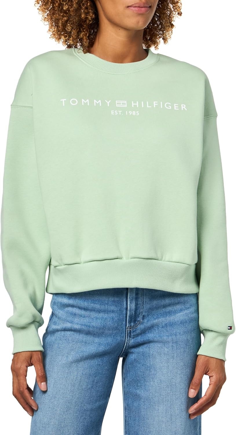 image:imageTommy Hilfiger Womens Medium Weight Crew Neck Sweatshirt Pullover With LogoGentle Jade