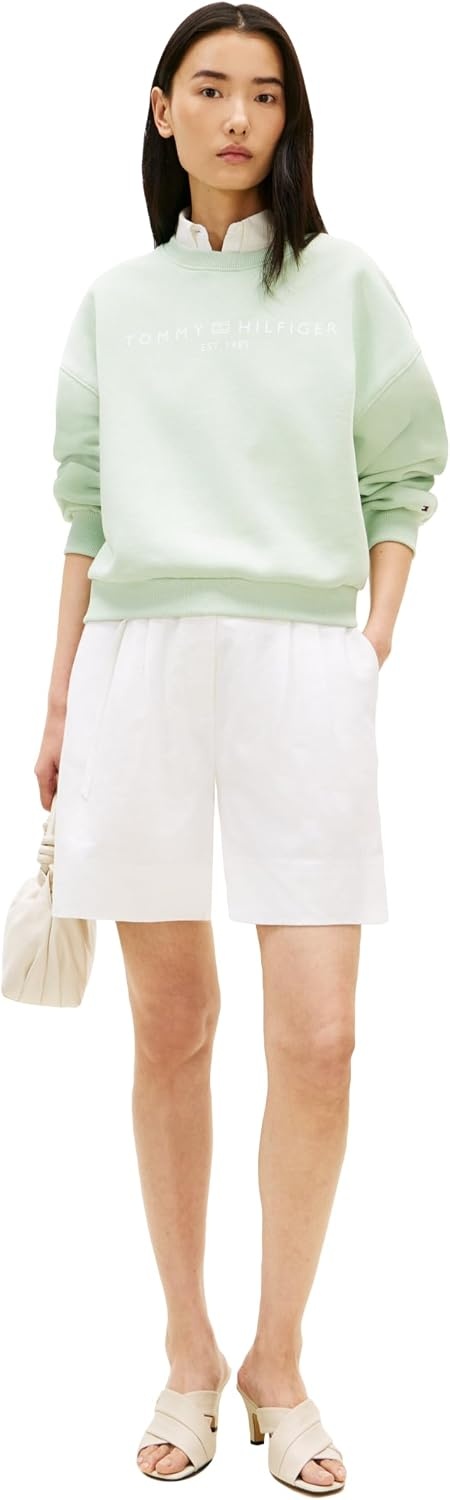image:imageTommy Hilfiger Womens Medium Weight Crew Neck Sweatshirt Pullover With LogoGentle Jade