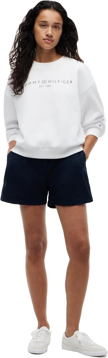 image:imageTommy Hilfiger Womens Medium Weight Crew Neck Sweatshirt Pullover With LogoOptic White