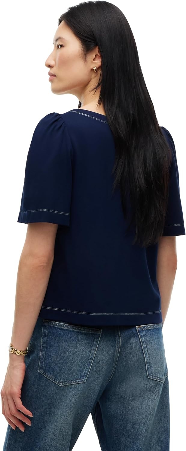 image:imageTommy Hilfiger Womens Short Sleeve Boat Neck Top with StretchDark Blue