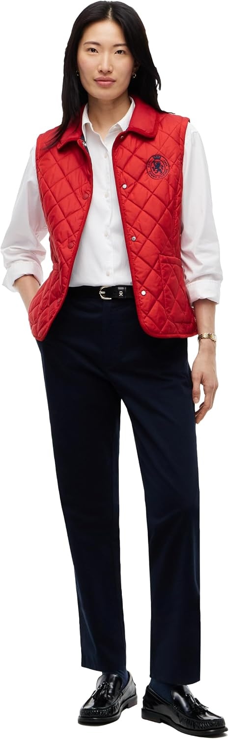 image:imageTommy Hilfiger Womens Sleeveless Quilted Vest With PocketsDark Magma