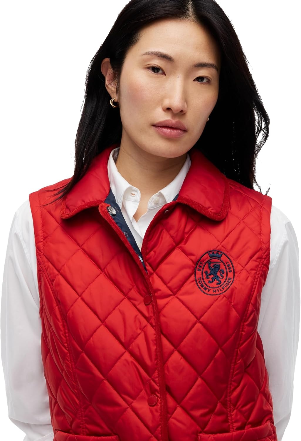 image:imageTommy Hilfiger Womens Sleeveless Quilted Vest With PocketsDark Magma