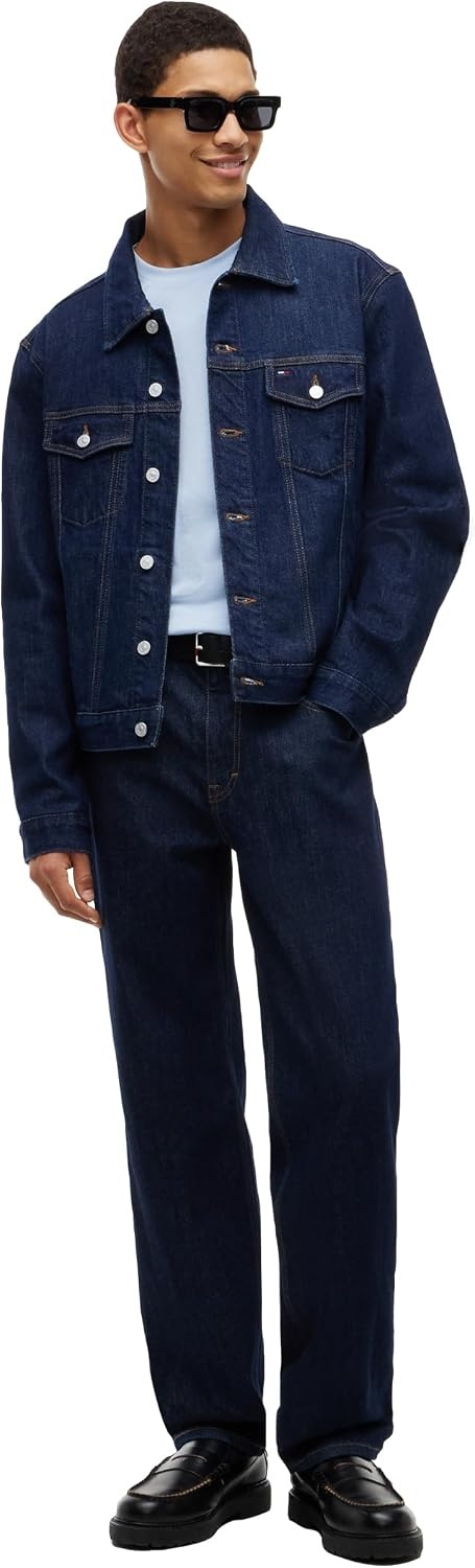 image:imageTommy Jeans Mens Lightweight Denim Trucker Jacket With Embroidered LogoDenim Dark