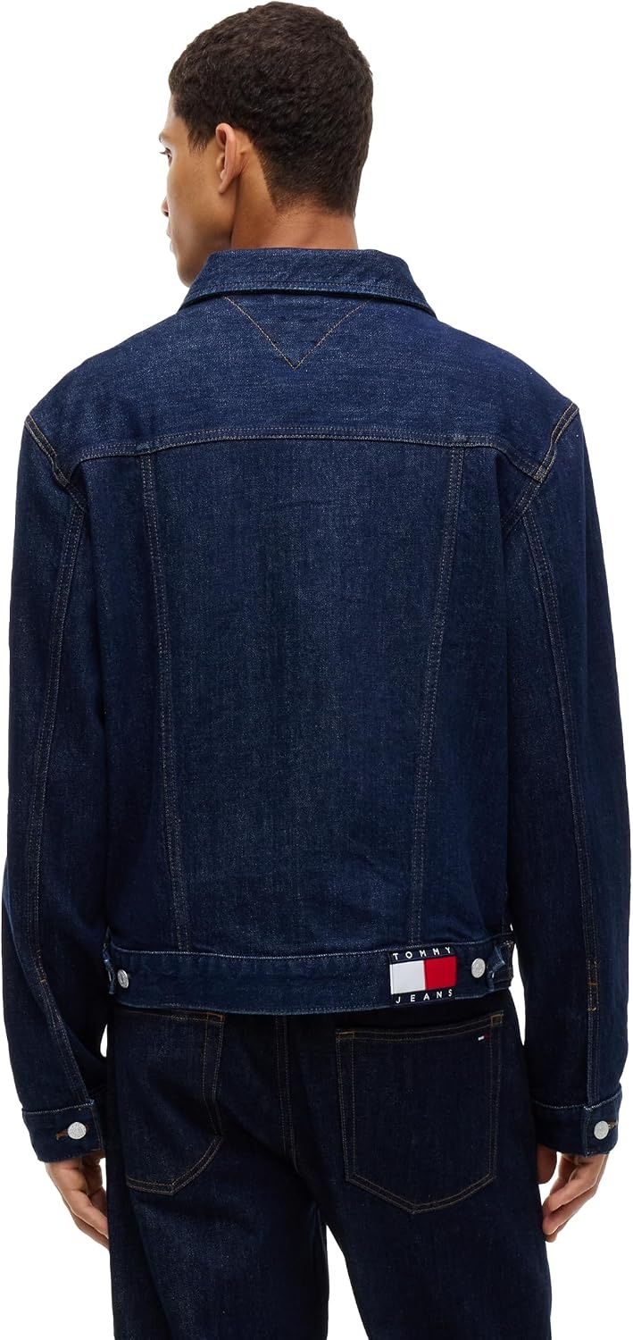 image:imageTommy Jeans Mens Lightweight Denim Trucker Jacket With Embroidered LogoDenim Dark