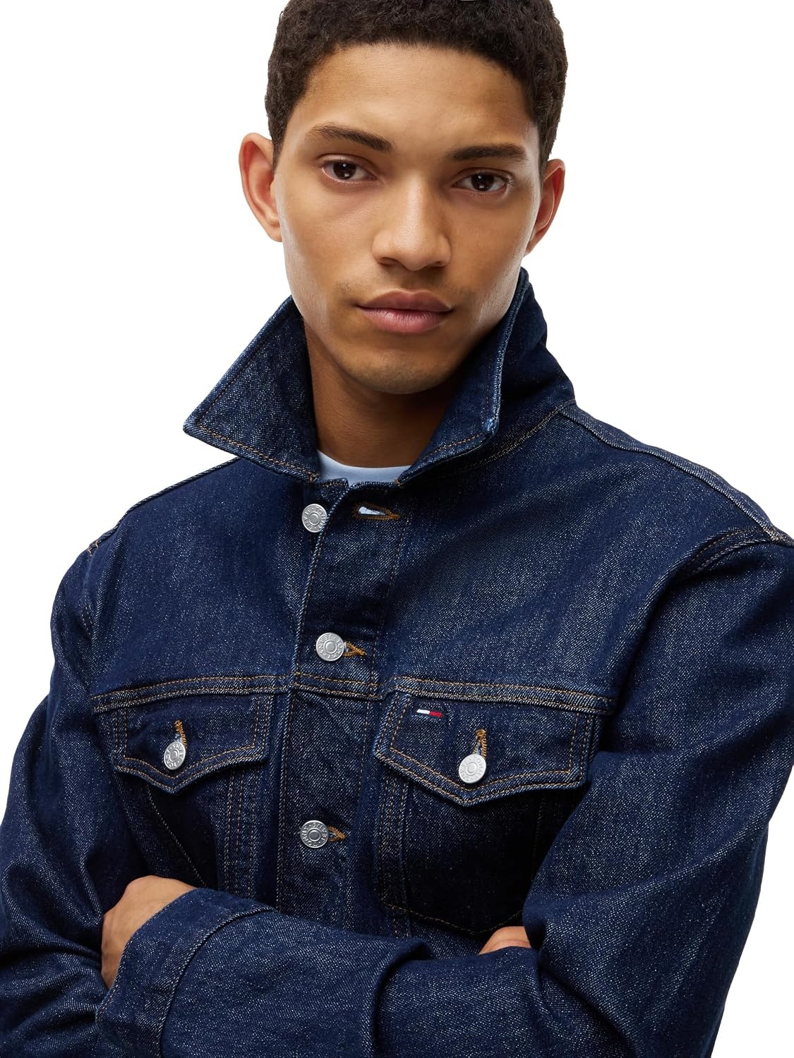 image:imageTommy Jeans Mens Lightweight Denim Trucker Jacket With Embroidered LogoDenim Dark
