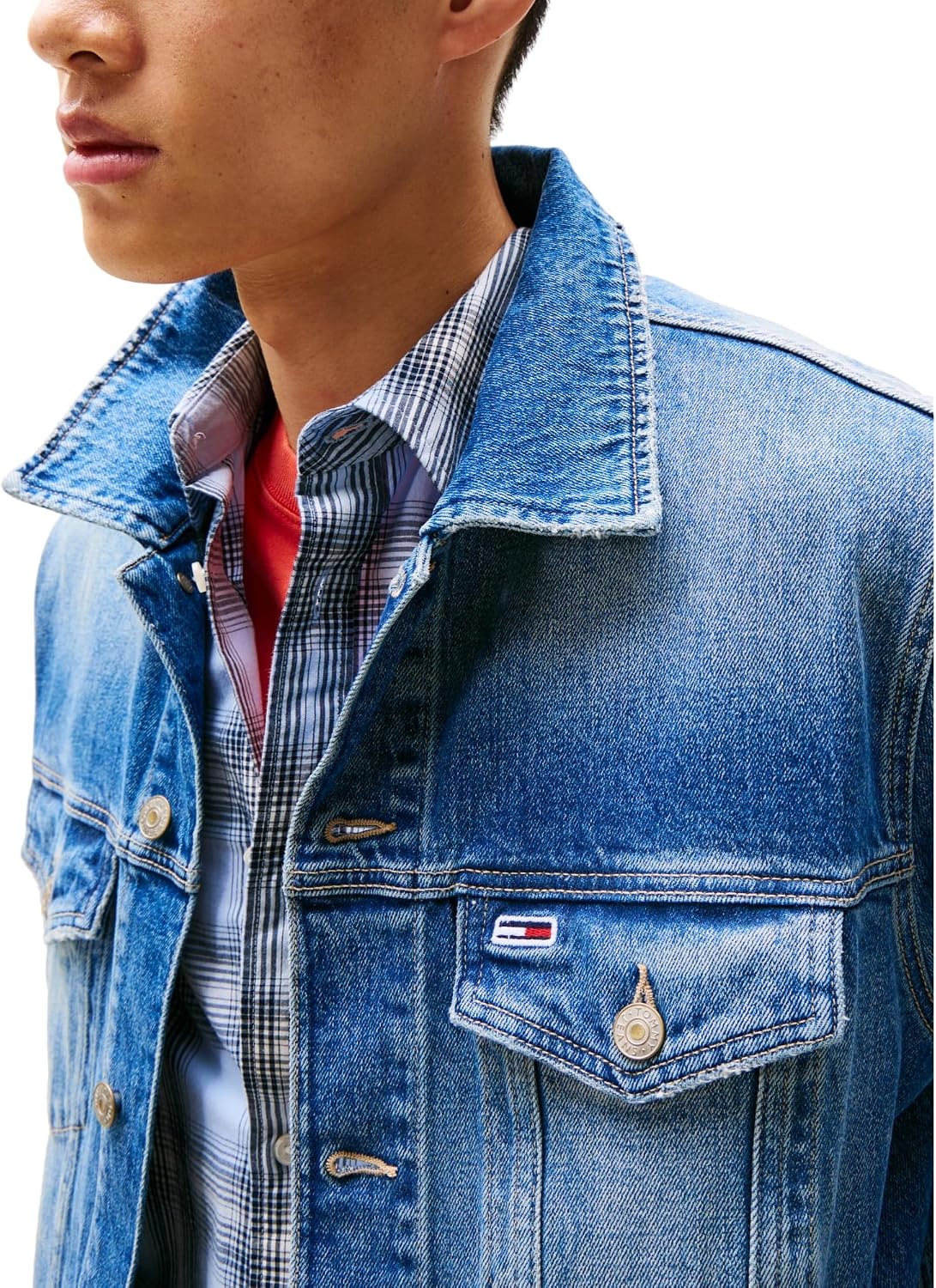 image:imageTommy Jeans Mens Lightweight Denim Trucker Jacket With Embroidered LogoDenim Medium