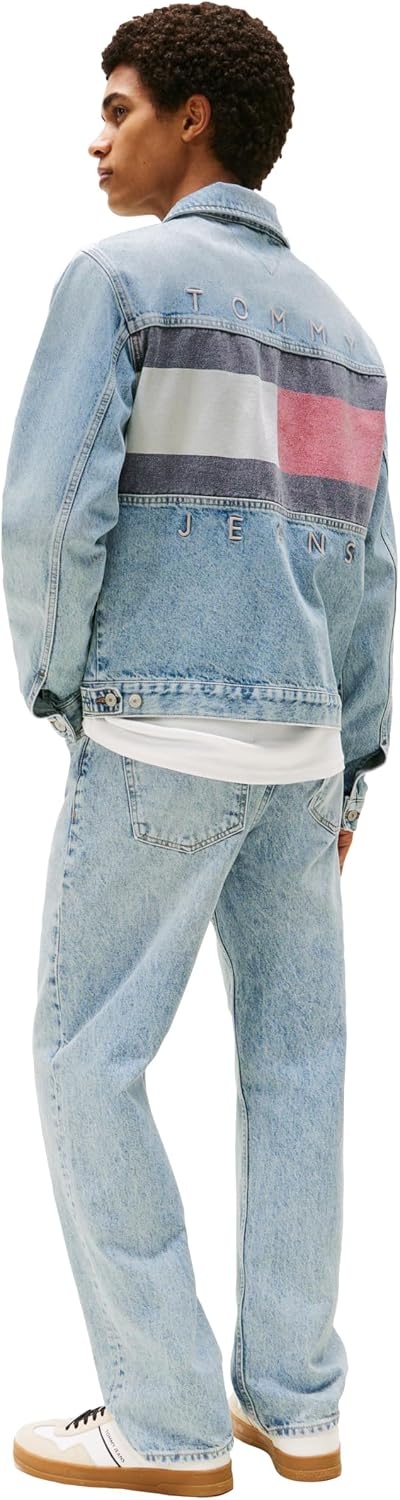 image:imageTommy Jeans Mens Lightweight Denim Trucker Jacket With Embroidered LogoDenim Mid Light Blue