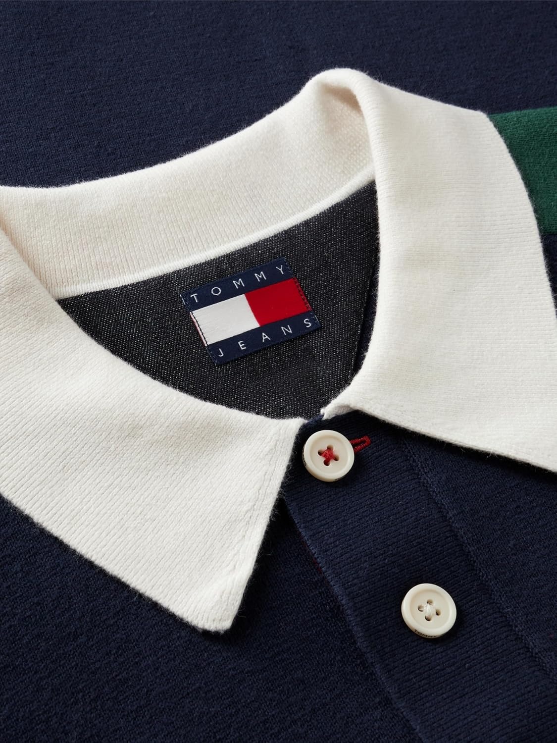 image:imageTommy Jeans Mens Long Sleeve Cotton Knit Rugby Polo Shirt in Regular FitDark Blue Multi
