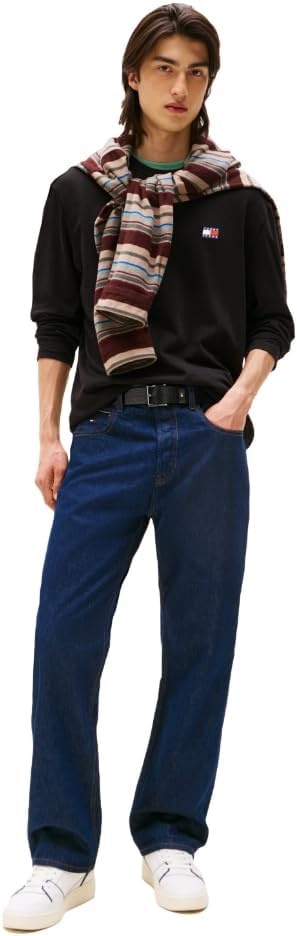 image:imageTommy Jeans Mens Long Sleeve Solid Cotton Graphic TShirtsBlack